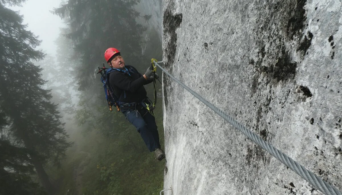 © DAV Teisendorf - Mike ganz locker im Einstiegsquergang